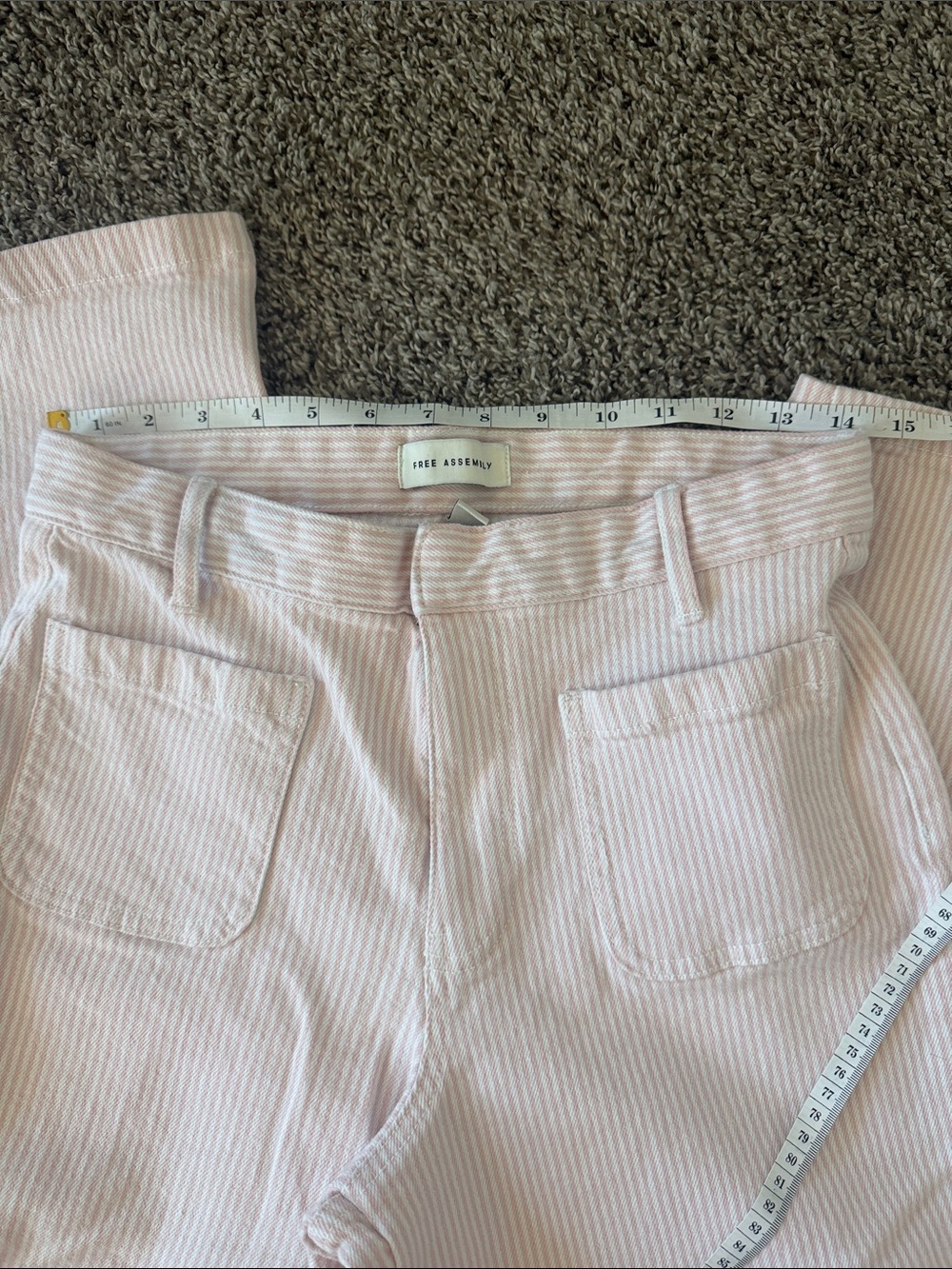 Free Assembly Light Pink Striped Wide Leg Denim - Picture 4 of 5